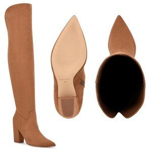 NWB Nine West GoForIt2 Over the Knee Heeled Boots in Natural Suede Size 7.5 BOX